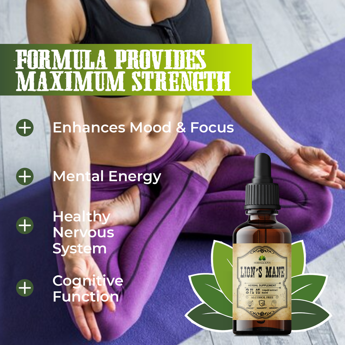 Lion’s Mane Liquid Mushroom Supplement – Premium Mushroom Extract Brain Supplement for Memory Focus and Nerve Support – 2oz
