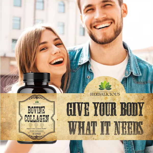Man and woman taking Hydrolyzed Grass-Fed Bovine Collagen Supplements for joint, nerve, and bone support