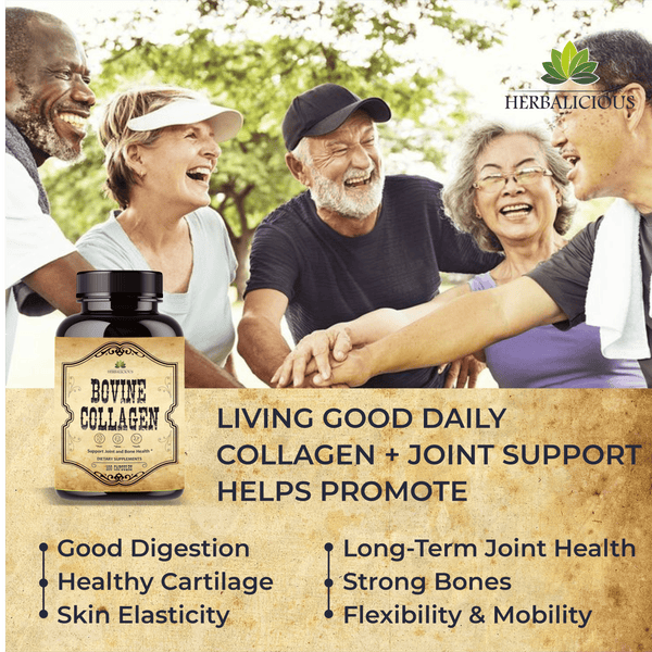 Bovine Collagen Supplements for Men and Women I Hydrolyzed Grass Fed Bovine Collagen Peptides Dietary Supplement for Joint, Nerve & Bone Support