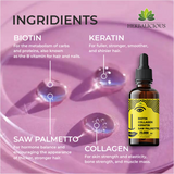 Liquid Collagen Supplements for Women - Comprehensive Formula Hair Skin Nails Supplement with 10000mcg Collagen 5000 mcg Biotin 5000 mcg Keratin 5000 mcg Saw Palmetto, 4fl oz