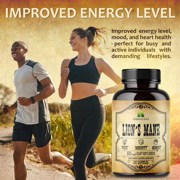 Lion’s Mane Mushroom 100 Capsules – Premium Mushroom Powder Capsules for Memory and Nerve Support -Focus Supplement