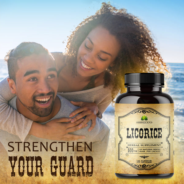 Licorice Root 100 Capsules - Glycyrrhiza Glabra -  Digestion Restore Respiratory Health Fatigue & Immunity Support DGL