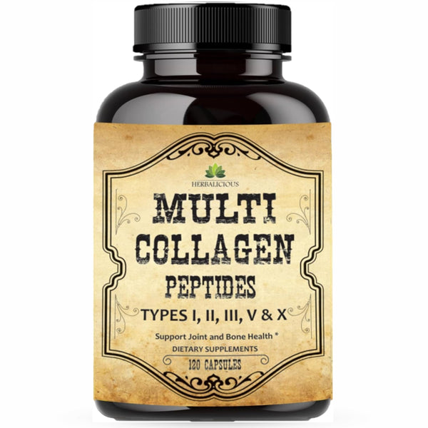 Harness the power of Type I, II, III, V, and X hydrolyzed collagen from grass-fed bovine, chicken, eggshell, and marine sources with Vitamin C. Our multi-collagen blend capsules support stronger bones, nails, hair, vibrant skin, joint flexibility, and overall vitality. Non-GMO, gluten-free, and dairy-free. Made in the USA