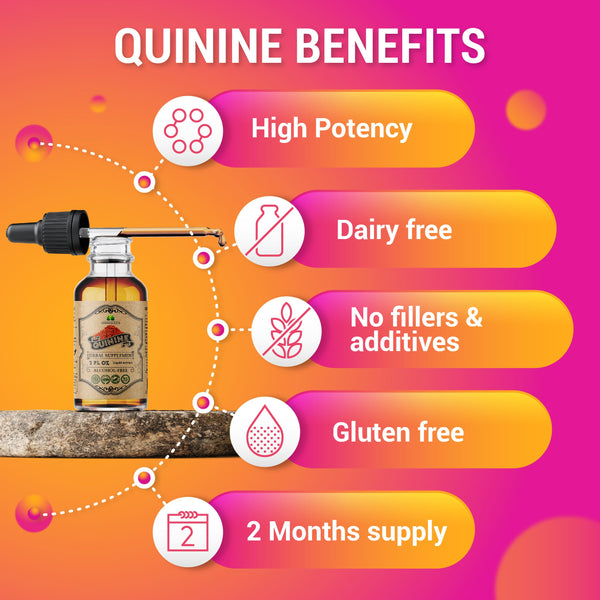 Quinine Liquid Extract 2oz - Cinchona Officinalis Bark Herbal Supplement for Leg Cramping Relief, Cramp Defense and Overall Digestive Health