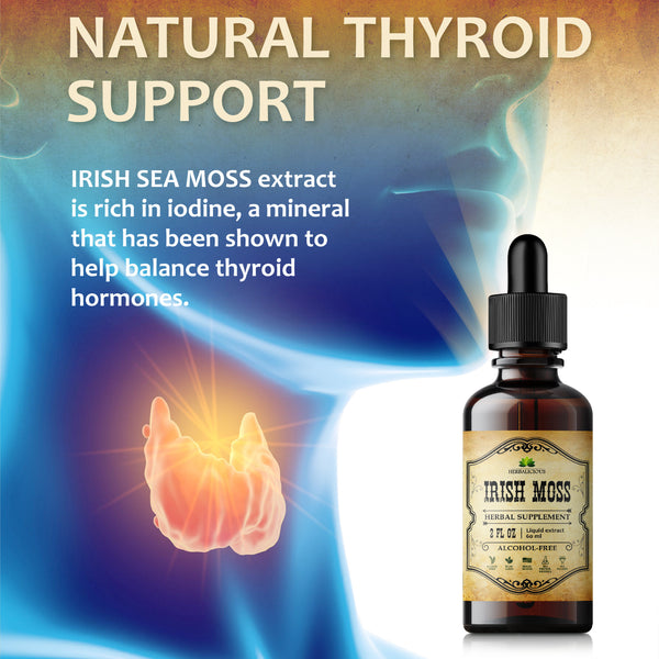 Natural Irish Moss Extract - Organic Drops for Health, Thyroid Function Support, Healthy Digestion, Energy Boost 2oz.