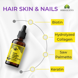 Liquid Collagen Supplements for Women - Comprehensive Formula Hair Skin Nails Supplement with 10000mcg Collagen 5000 mcg Biotin 5000 mcg Keratin 5000 mcg Saw Palmetto, 2fl oz