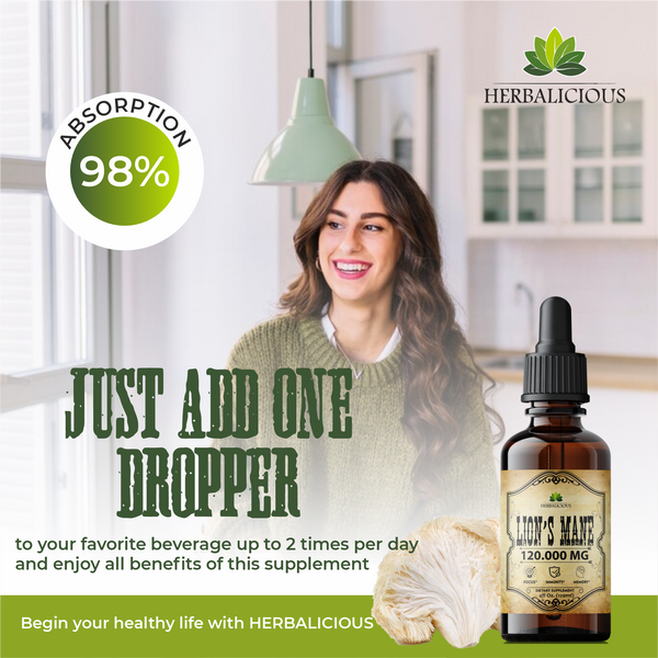 Boost Brainpower & Calm with Lion's Mane Mushroom Tincture (4oz) - Natural Memory & Focus Support