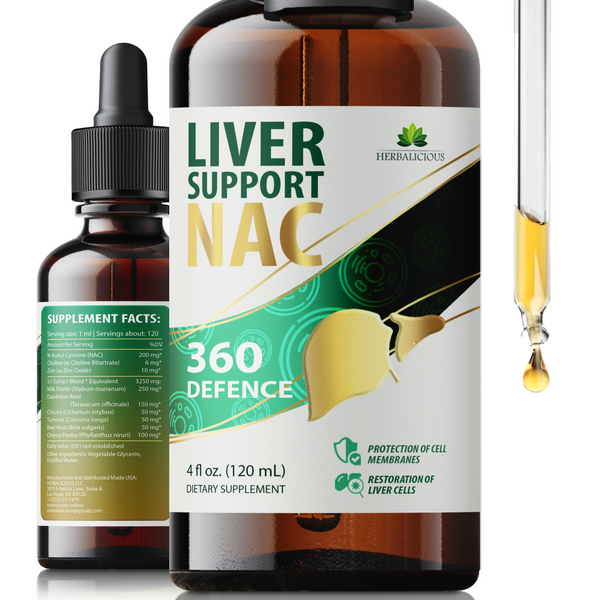 Liver Support NAC, Milk Thistle, Dandelion Root, Chicory, Turmeric, Chanca Piedra, Beet Root, and Zinc – Promotes Liver Detox and Cellular Health – 4 fl oz