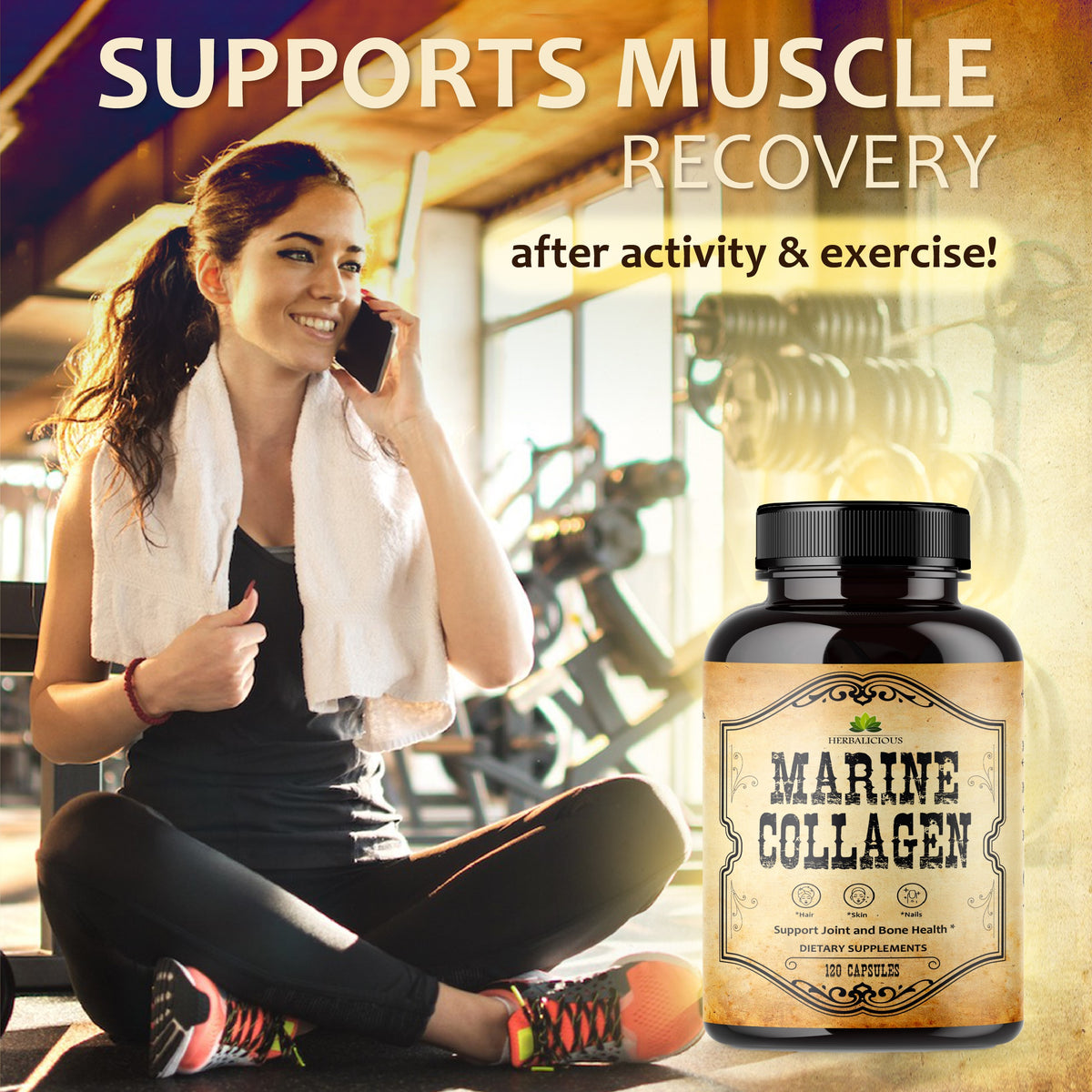 Marine Collagen Capsules -  Hydrolyzed Fish Collagen Supplements for Radiant Skin, Hair, Nails, Joints, & Bones - 120 Capsules