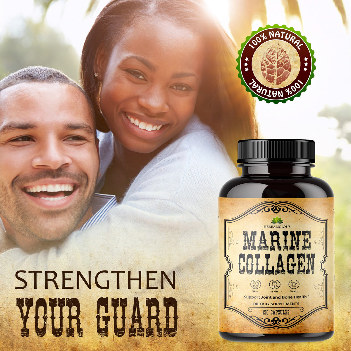 Marine Collagen Capsules -  Hydrolyzed Fish Collagen Supplements for Radiant Skin, Hair, Nails, Joints, & Bones - 120 Capsules