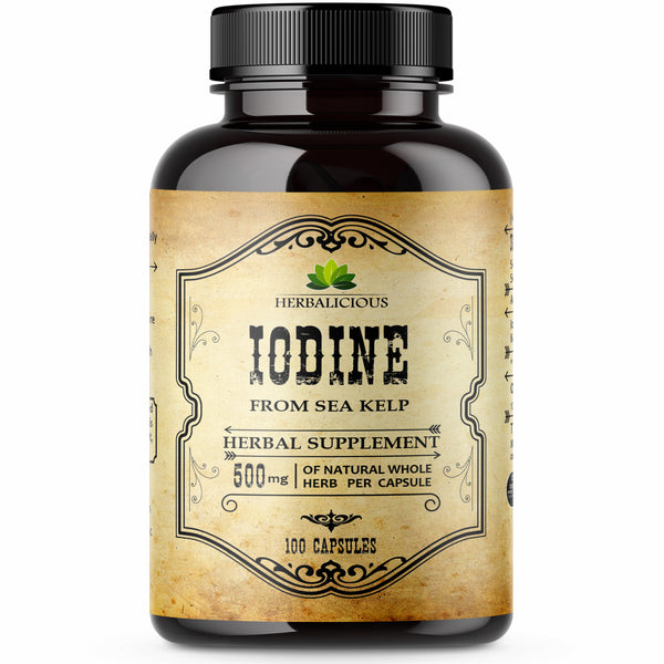 Iodine Sea Kelp Natural Iodine Pure Healthy Thyroid Support Natural Antioxidants Thyroid Support with Iodine Metabolism Energy Immune Booster - 100caps