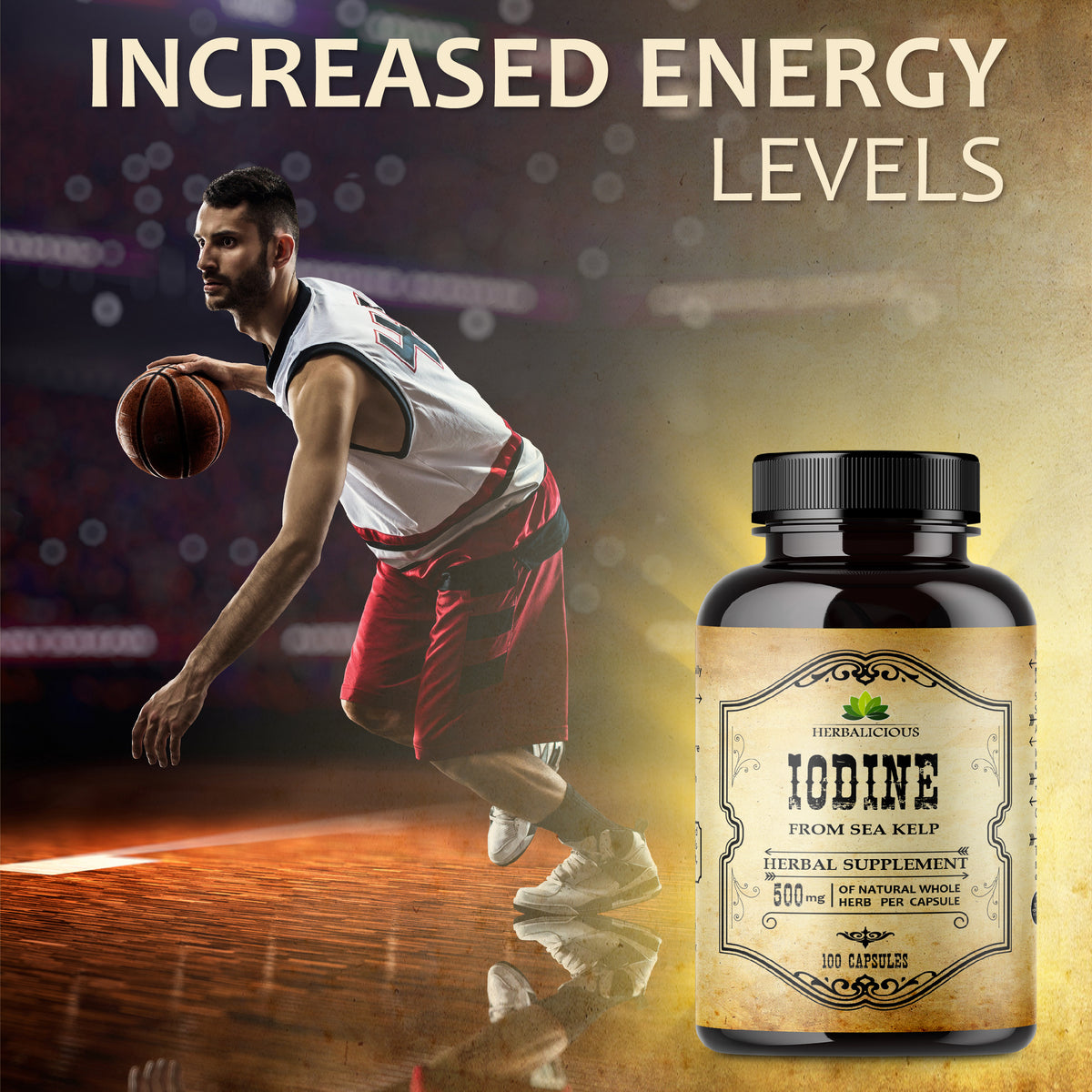 Iodine Sea Kelp Natural Iodine Pure Healthy Thyroid Support Natural Antioxidants Thyroid Support with Iodine Metabolism Energy Immune Booster - 100caps