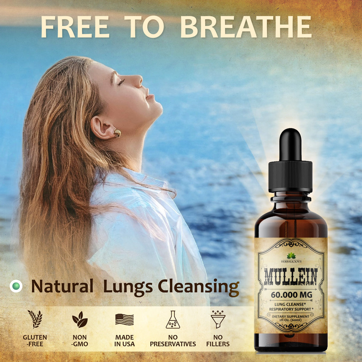 Mullein Leaf Extract - Verbascum Thapsus - Herbal Tincture Promoting Lung, Respiratory & Digestive Wellness - Natural Sleep Support 2oz
