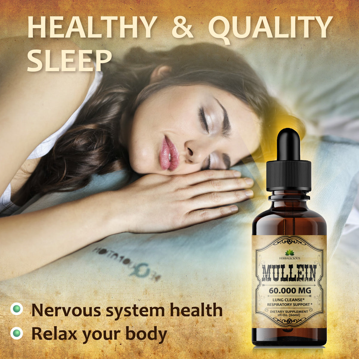 Mullein Leaf Extract - Verbascum Thapsus - Herbal Tincture Promoting Lung, Respiratory & Digestive Wellness - Natural Sleep Support 2oz