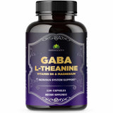 GABA L-Theanine stress relief supplement bottle with 120 capsules for daily balance and calm focus.