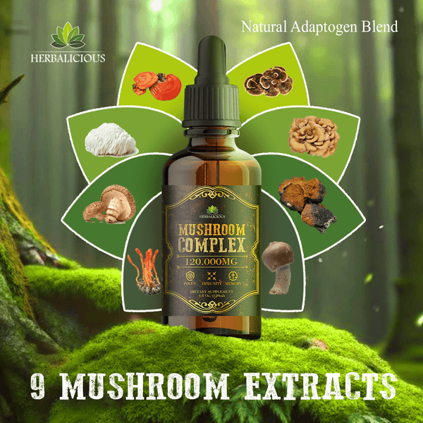 Mushroom Complex – 8 Mushroom Supplement for Focus, Memory, and Immune Support – High Potency 120,000mg Blend – Lion’s Mane, Reishi, Cordyceps, Turkey Tail, Chaga 4 fl oz.