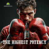 Shilajit Liquid Supplement with Ashwagandha, Cordyceps, Ginseng, Rhodiola, Turmeric, Chaga & Ginger – 8-in-1 Adaptogenic Herbal Drops for Energy, Stress Relief, Focus & Immune Support 4 fl oz in a boxing theme.