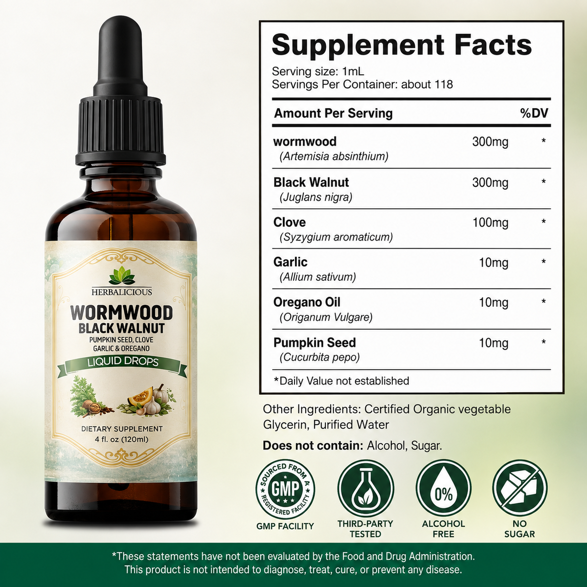 Wormwood Black Walnut Liquid Drops | Herbalicious
