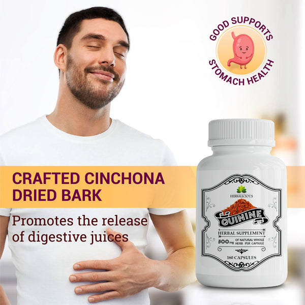 Quinine 160 Capsules - Cinchona Officinalis Bark Herbal Supplement for Leg Cramping Relief, Cramp Defense