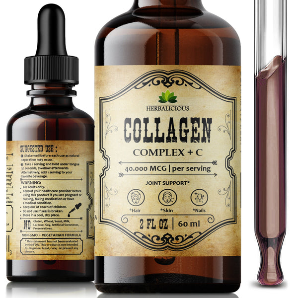 Hydrolyzed Collagen Fish Complex + C Liquid Collagen Supplement Marine Collagen Hydrolyzed Collagen Vitamin C  Helps Support Joint Hair Skin