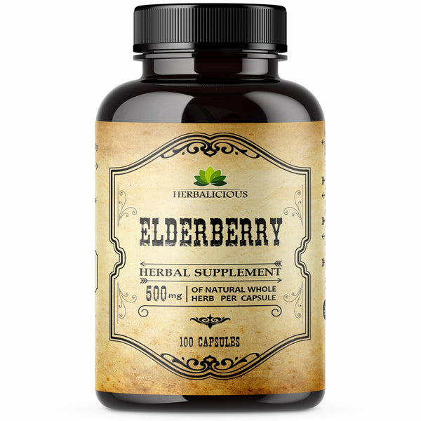 Elderberry Capsules for Immune Support – Herbal Supplement 500mg 100 Capsules