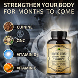 Quinine Immune Guard - Supplement with Vitamin C, D3, Zinc - For Muscle Cramps Relief & Stomach Wellness 60caps
