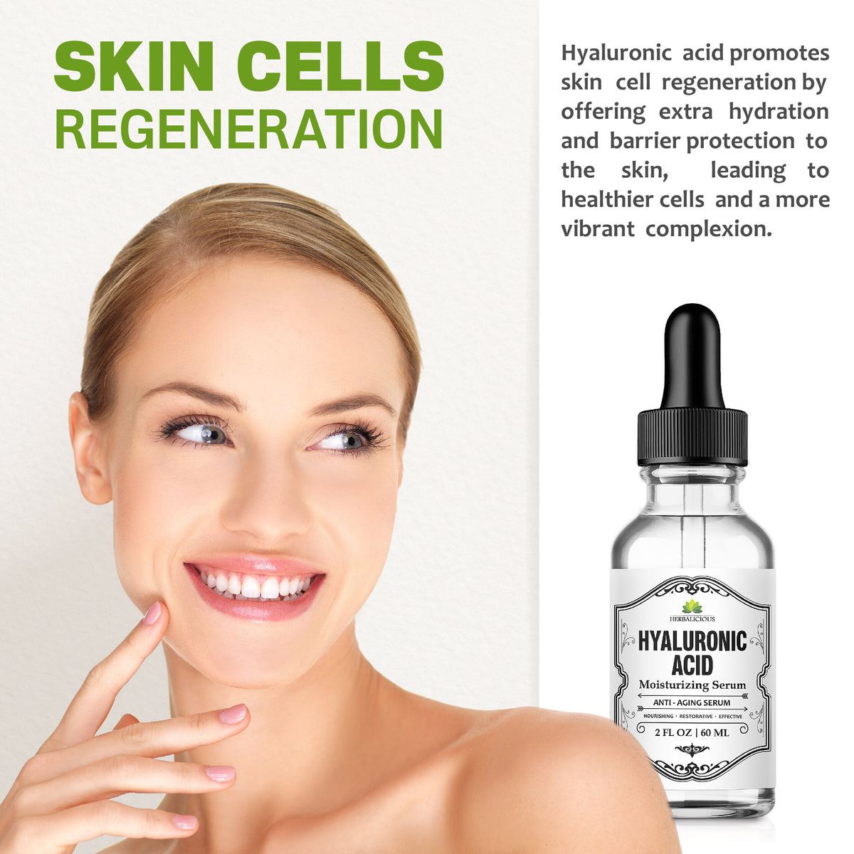 Hyaluronic Acid Hydrating Anti-Aging Serum for Fine Lines , Wrinkles (2oz)