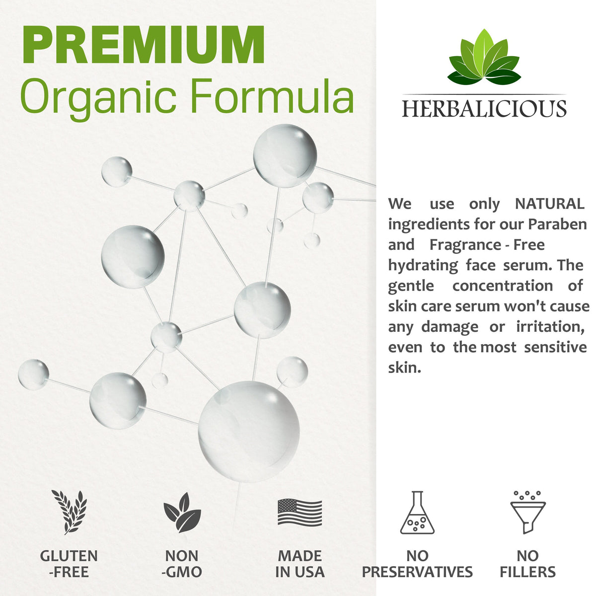 Hyaluronic Acid Hydrating Anti-Aging Serum for Fine Lines , Wrinkles (2oz)