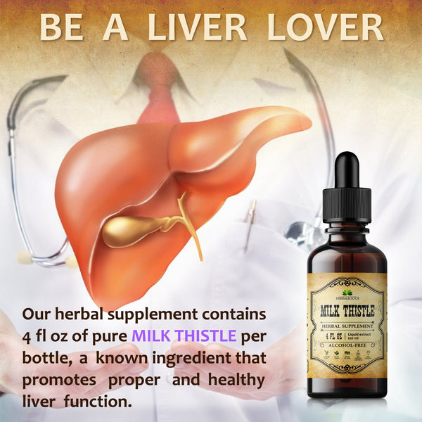 Milk Thistle Extract 4oz - Cleanse and Detox Supplement for Liver Support, Immune System Boost and Skin Health