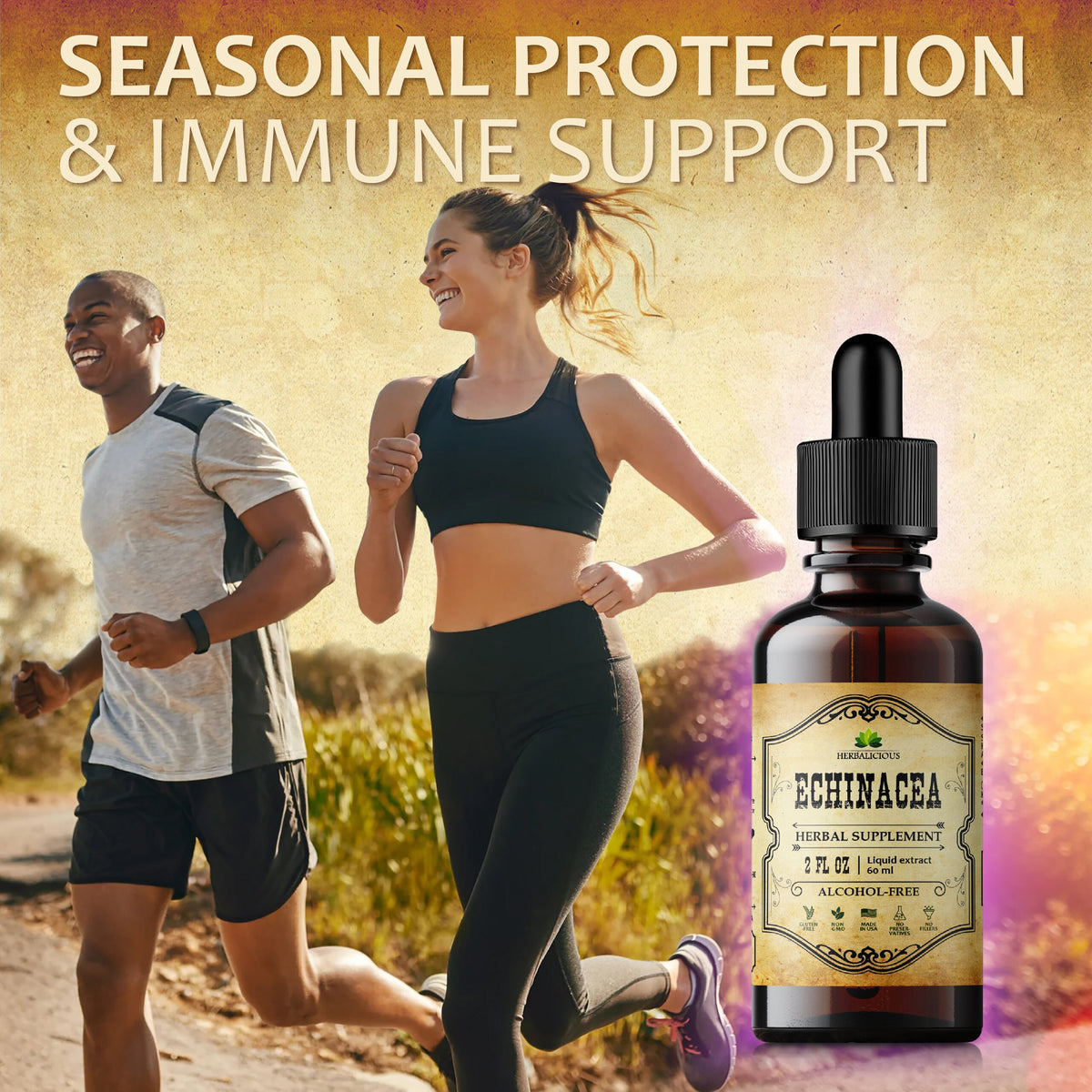 Echinacea Supplement - Organic Root Extract Liquid Drops - Antioxidant Rich Formula for Immune Function Support 2oz