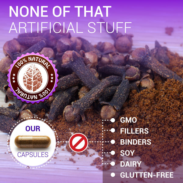 Cloves 100 Capsules Rich in Vitamins Minerals, Manganese, Fiber - May Help Strengthen Bones, Promote Digestive Function, Antioxidant Support